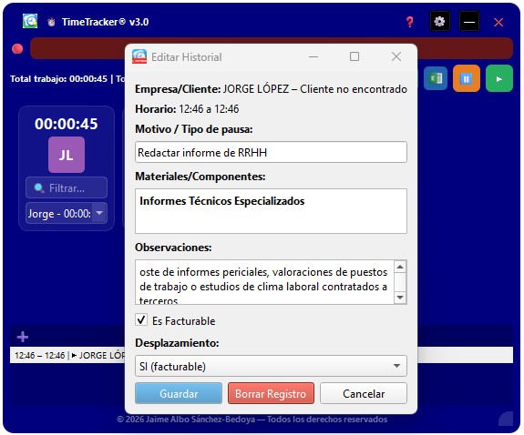 Edicion de historial una vez finalizado el tiempo