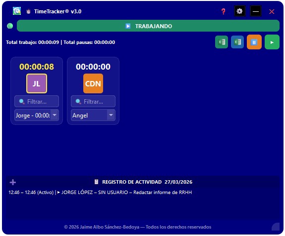Inicio de registro de tiempo (II)
