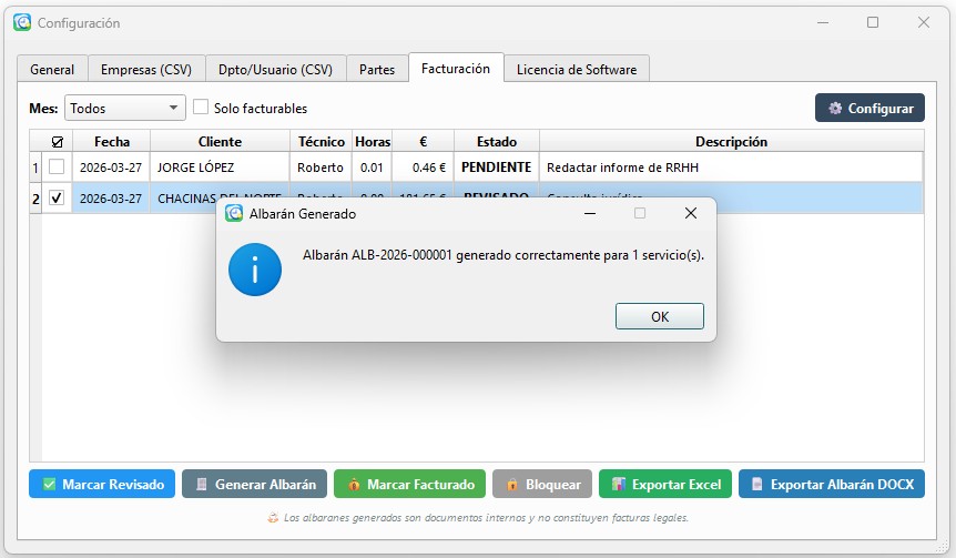 Generacion de albaranes
