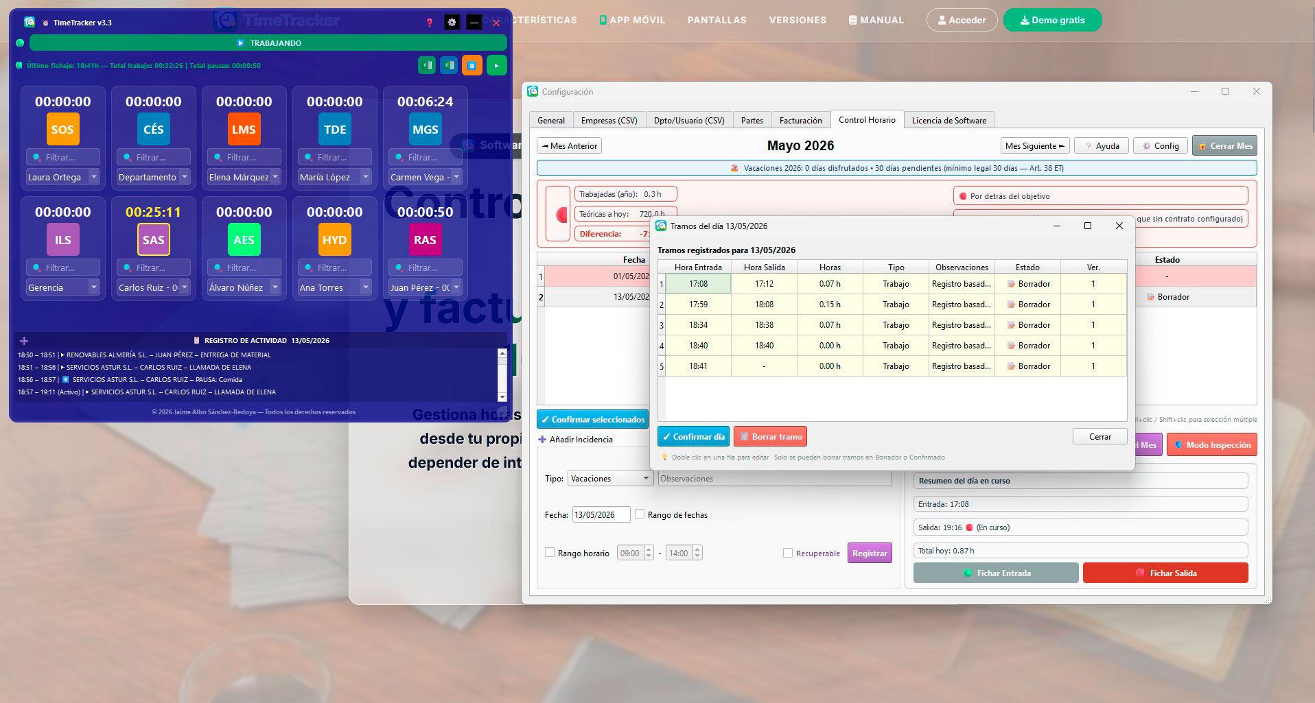 COMPLETO CONTROL HORARIO AUTOMATIZADO