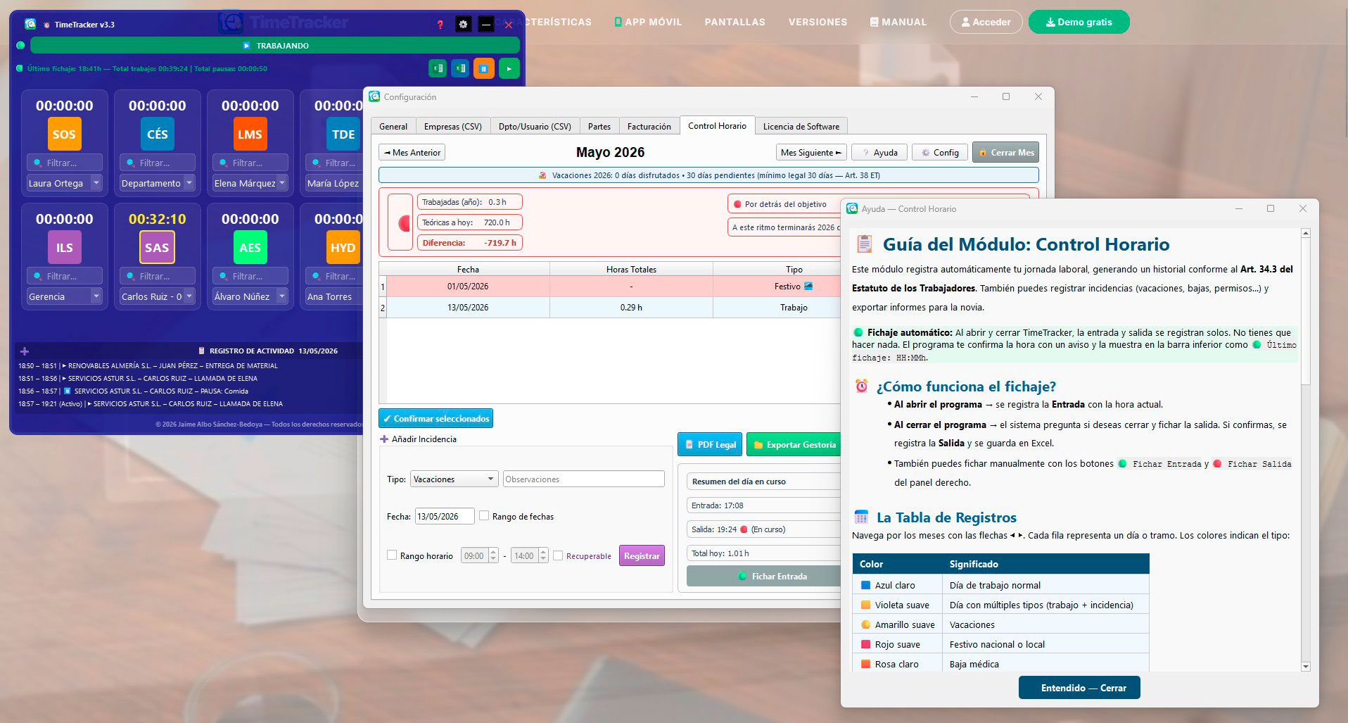 CONTROL HORARIO AYUDA EMBEBIDA