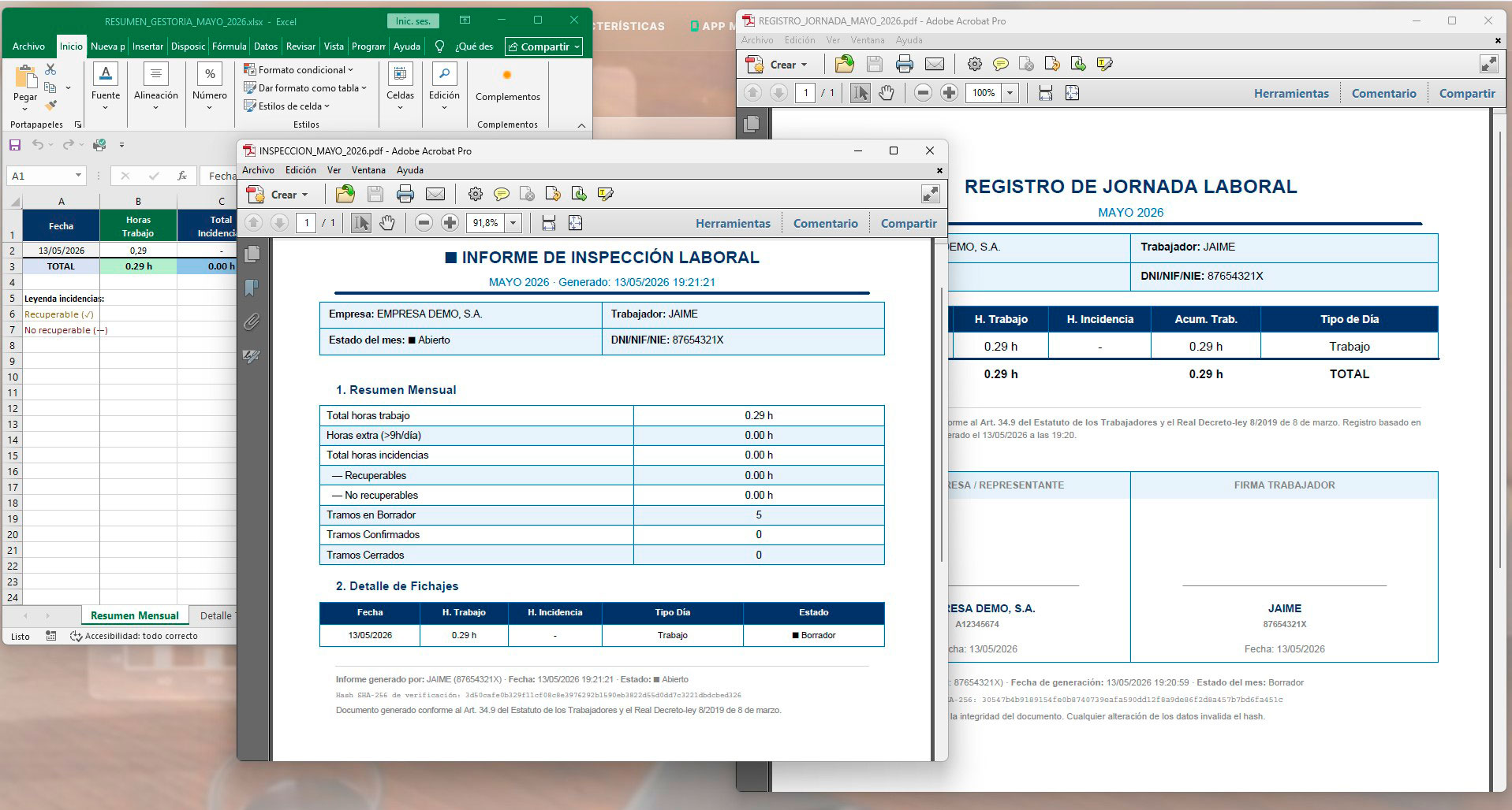 CONTROL HORARIO EXTENSOS INFORMES LABORALES