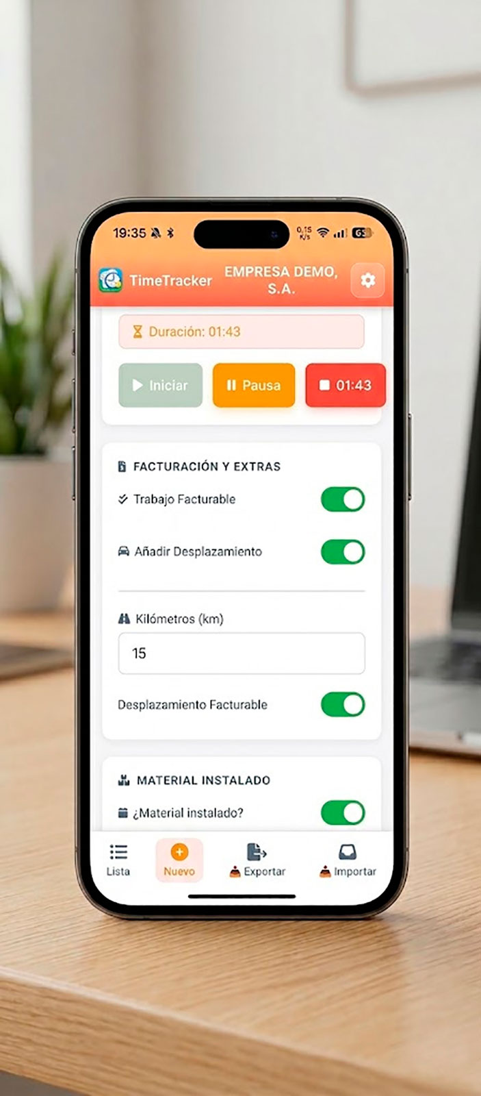 REGISTRO DE TIEMPO EN APP